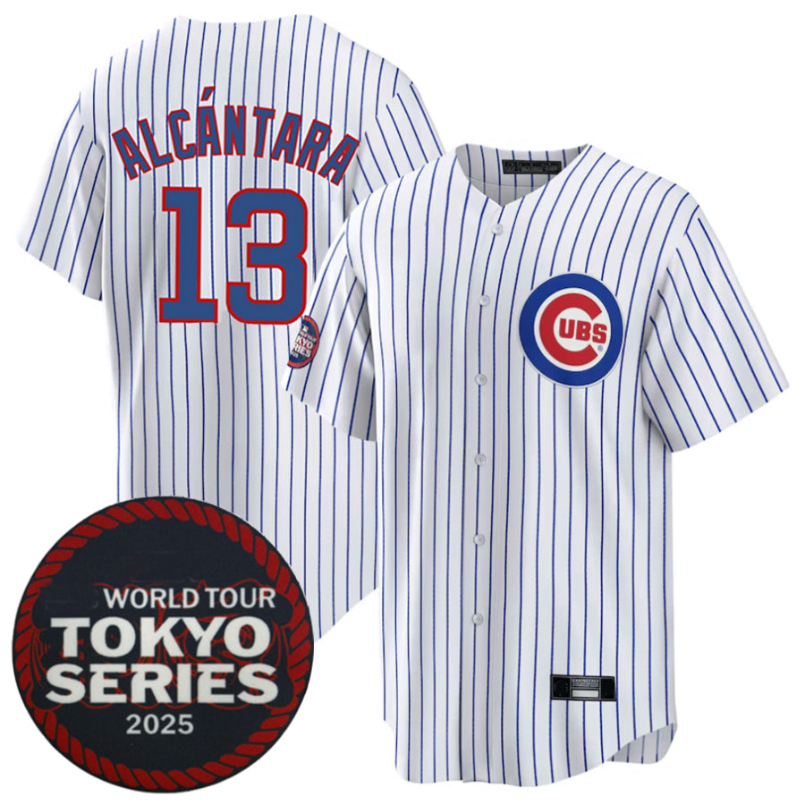C.Cubs #13 Kevin Alc¨¢ntara Player White 2025 World Tour Tokyo Series Home Stitched Baseball Jerseys