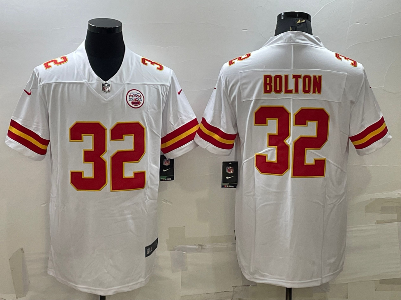 Men's Kansas City Chiefs Nick Bolton #32 White Game Jersey1
