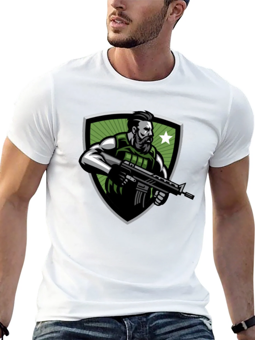 Tactical Soldier Graphic Tee - Black
