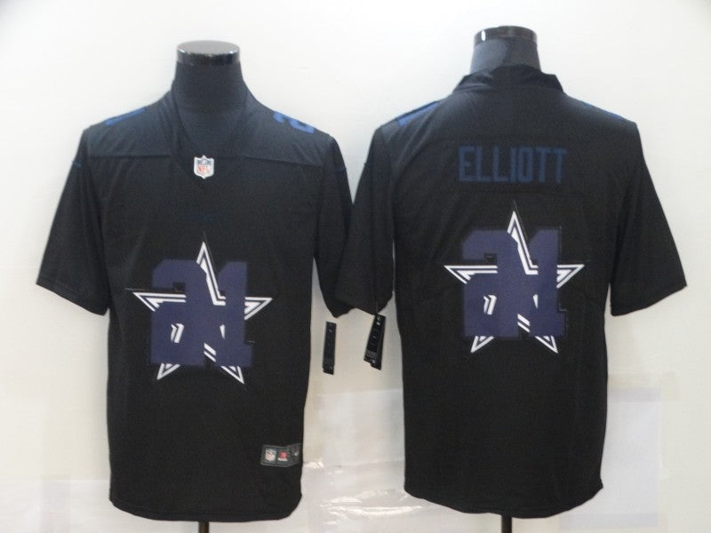 Men's Dallas Cowboys #21 Ezekiel Elliott Black Alternate Game Player Jersey1