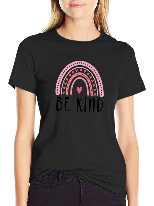 Be Kind Rainbow Heart Graphic T-Shirt