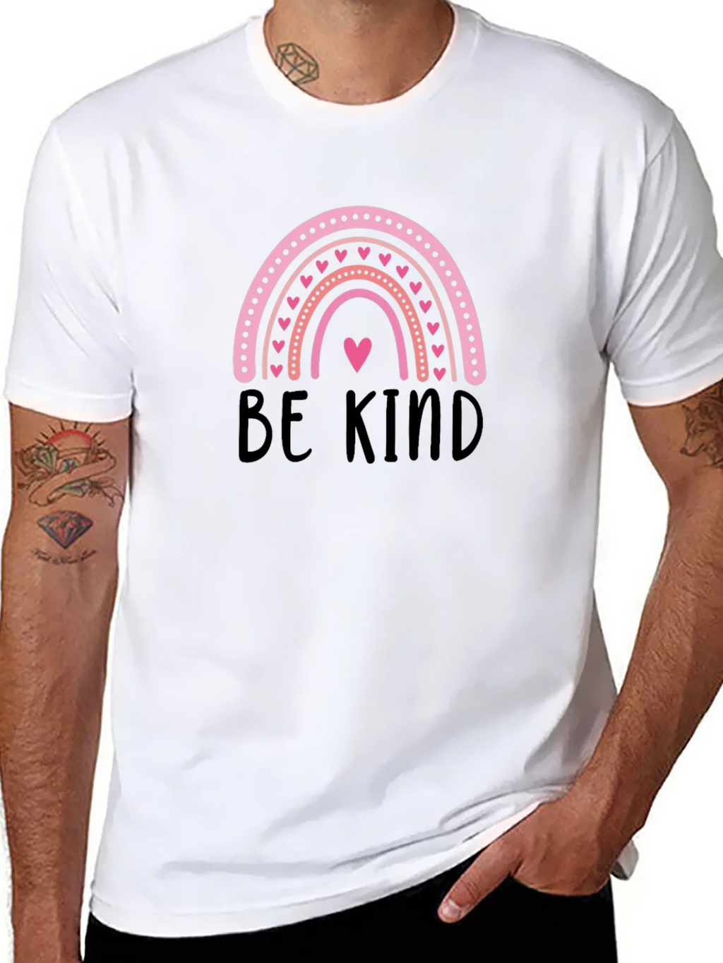 Be Kind Rainbow Heart Graphic T-Shirt