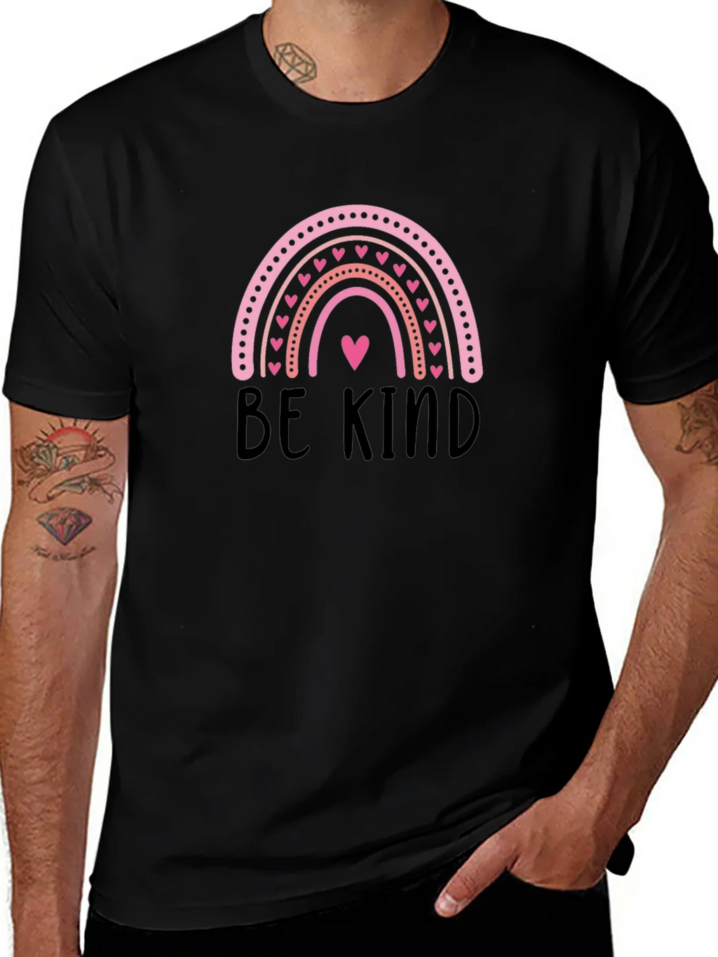 Be Kind Rainbow Heart Graphic T-Shirt