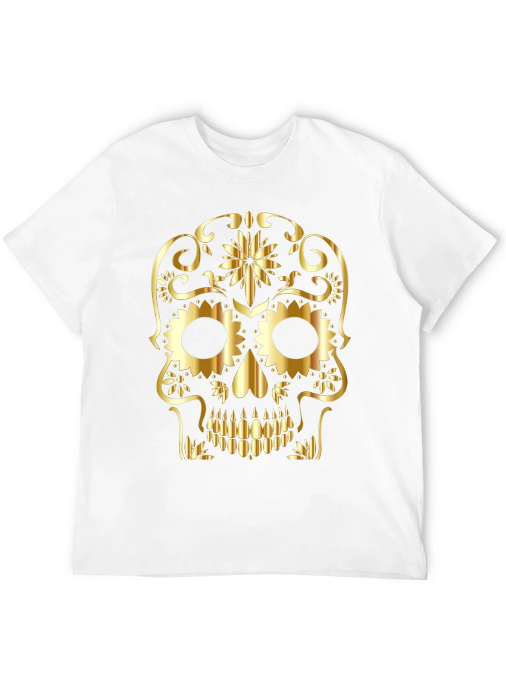 Golden Sugar Skull Graphic Tee