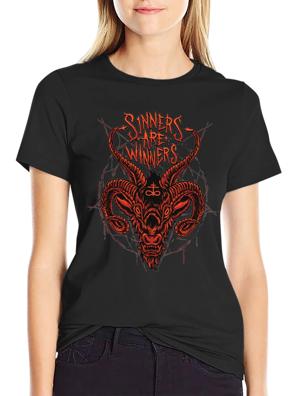 Sinners are Winners Graphic Tee - Black Cotton T-Shirt