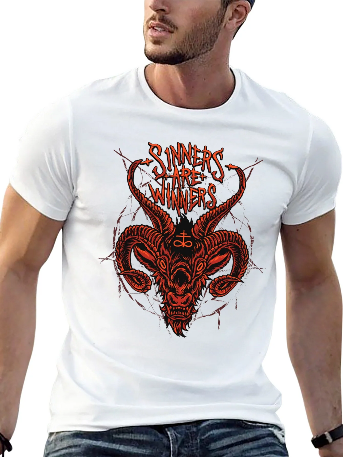 Sinners are Winners Graphic Tee - Black Cotton T-Shirt