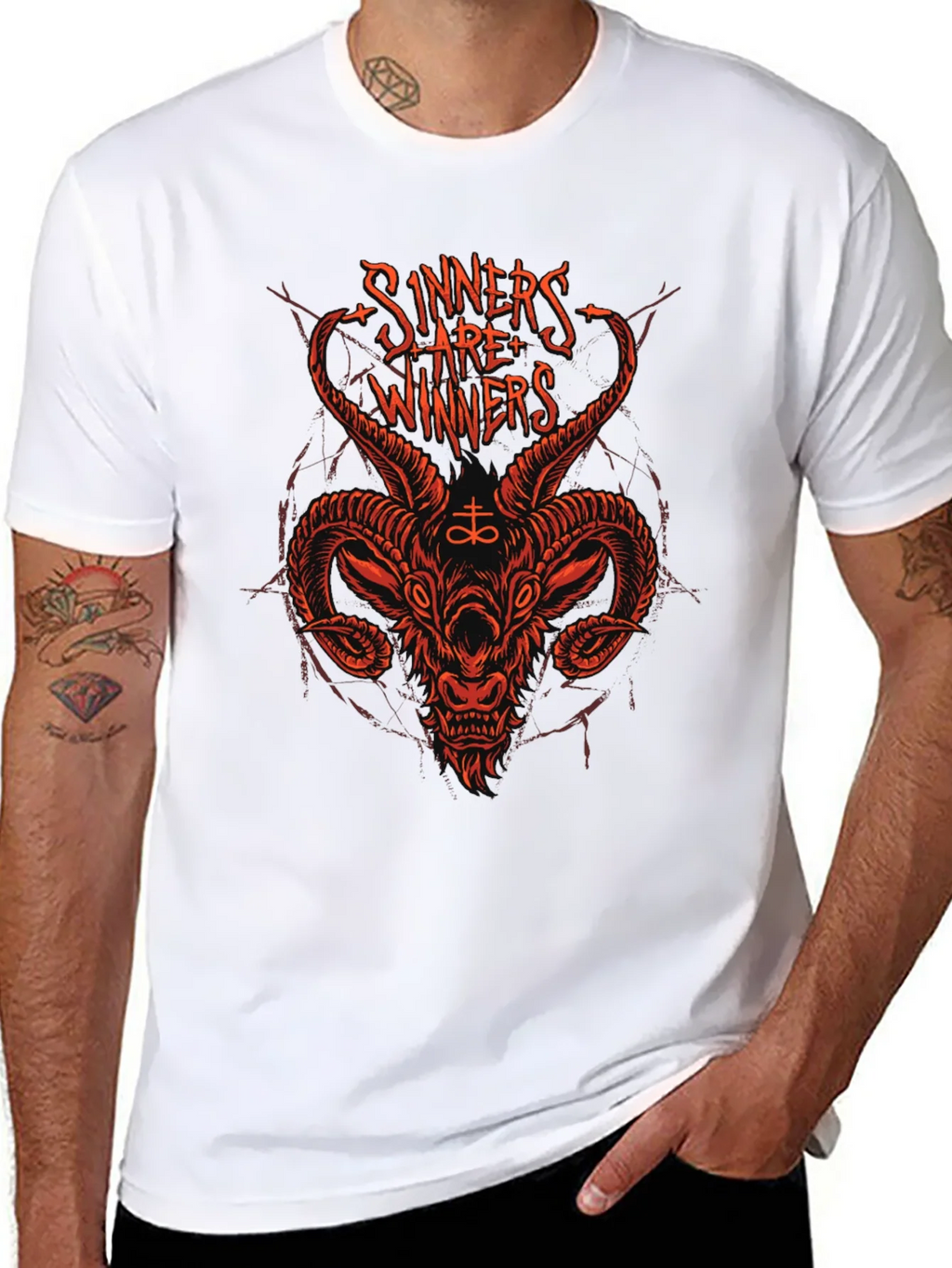 Sinners are Winners Graphic Tee - Black Cotton T-Shirt