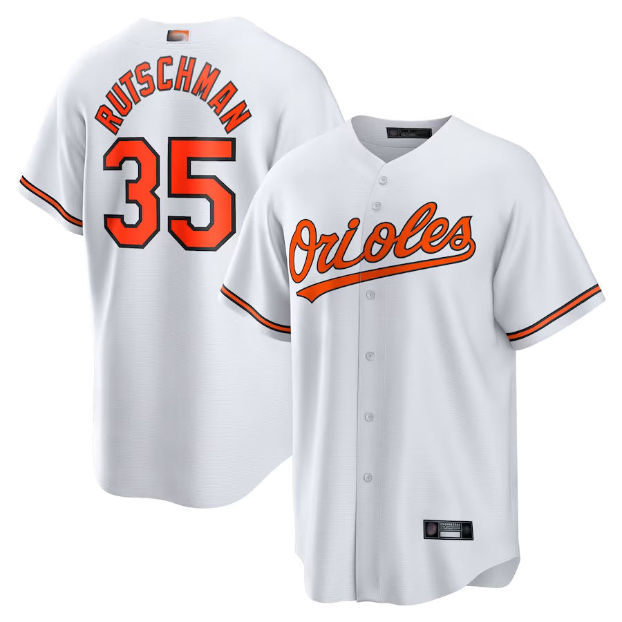 B.Orioles #35 Adley Rutschman Player Replica White Game Baseball Jerseys