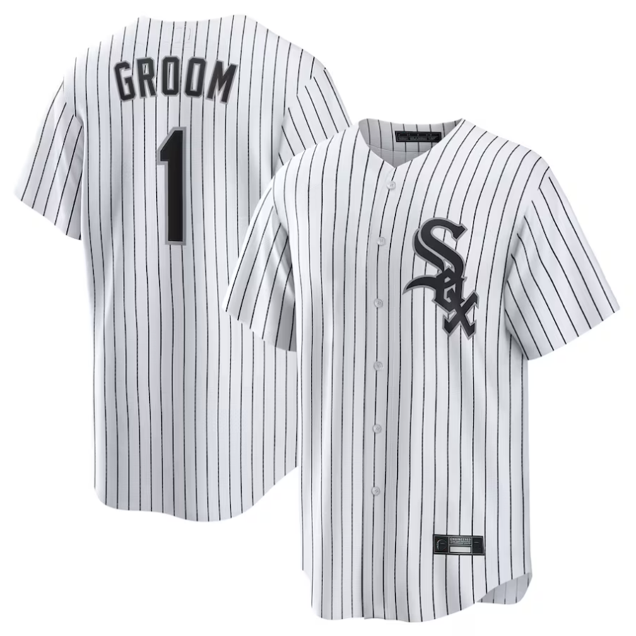 C.White Sox Player White #1 Groom Home Replica Baseball Jerseys