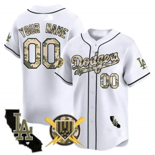 Custom LA.Dodgers Armed Forces Day Vapor Premier Limited Stitched Baseball Jerseys