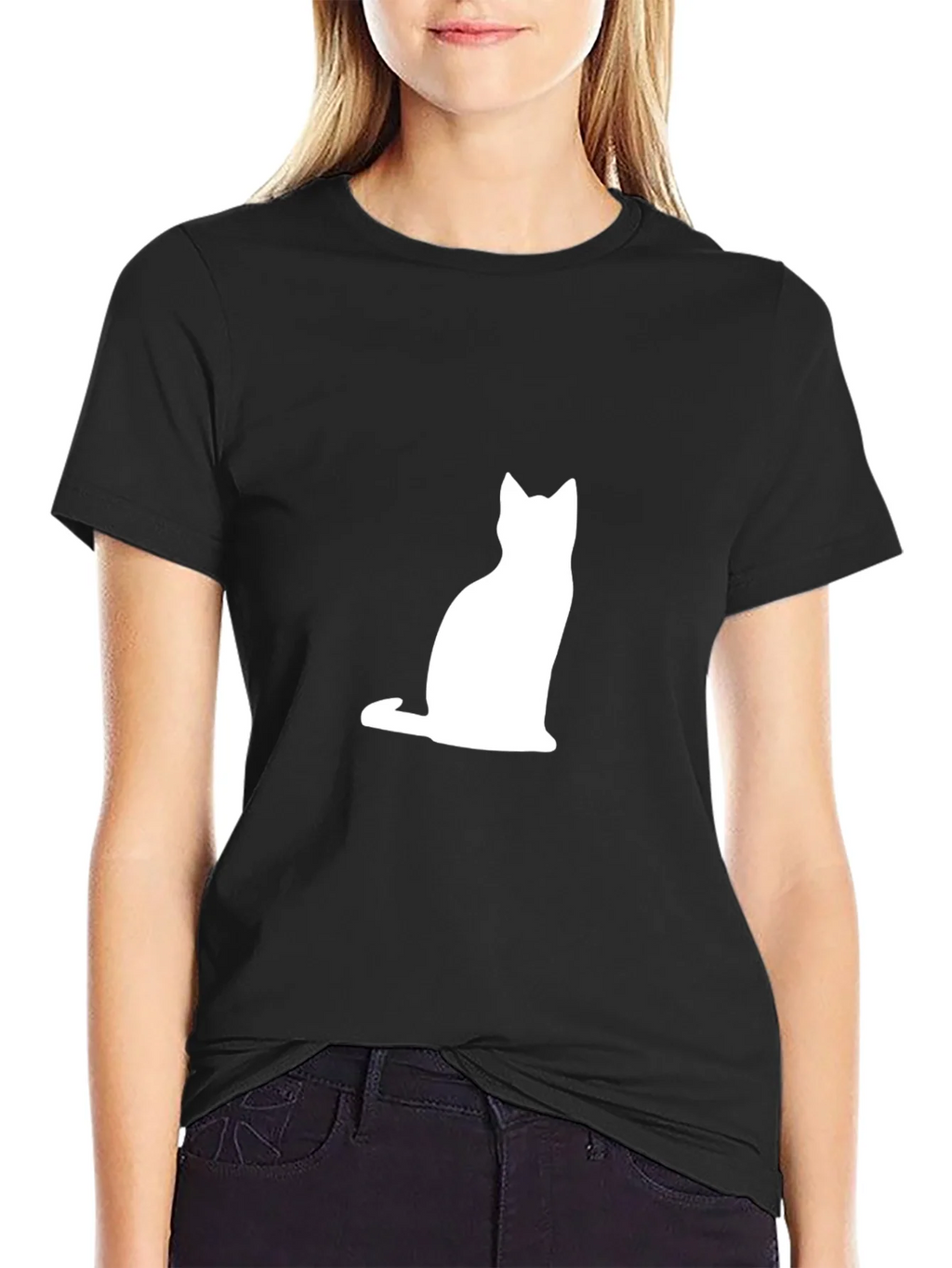 Cat Silhouette T-Shirt - Classic Black Tee