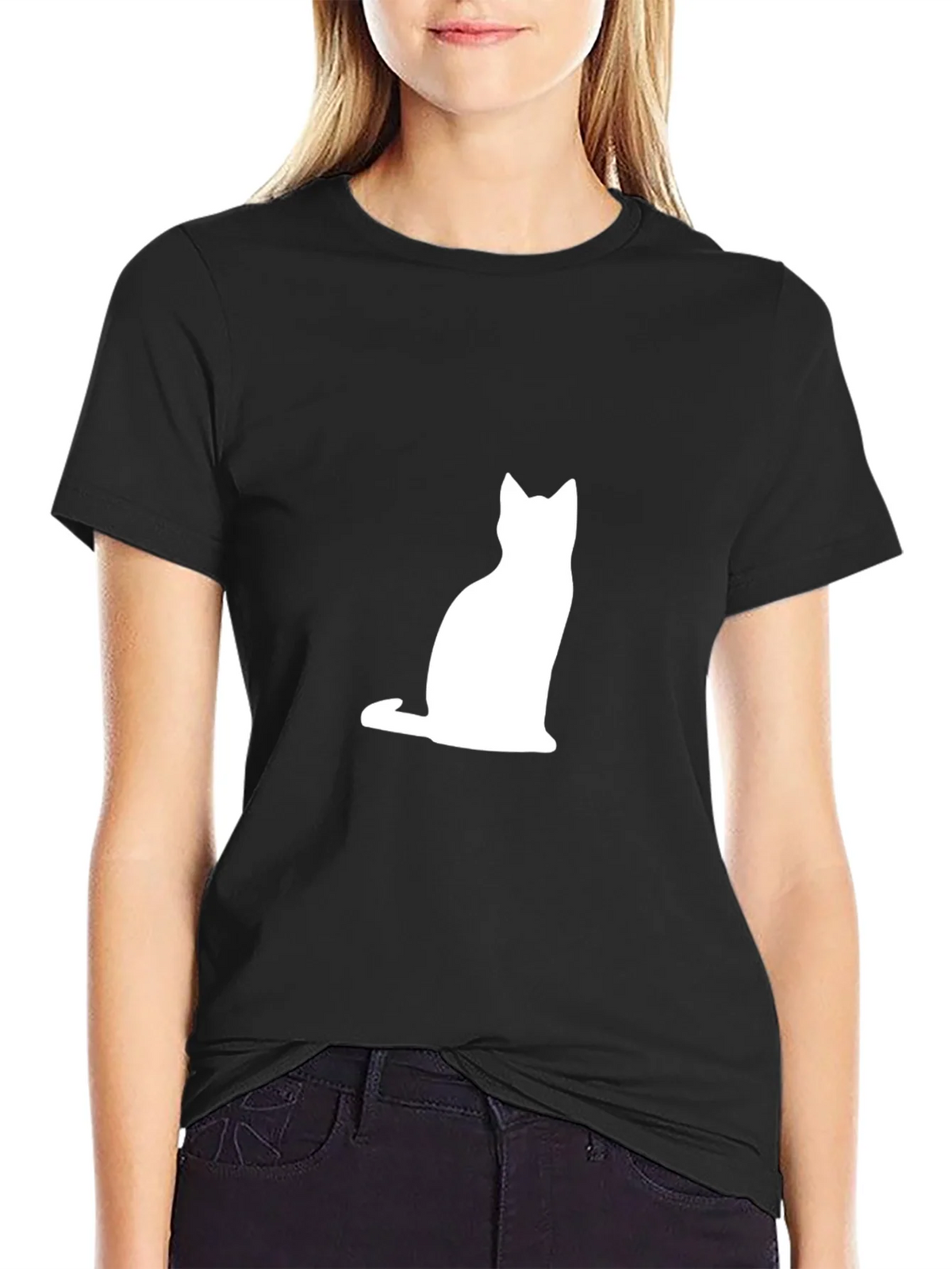 Cat Silhouette T-Shirt - Classic Black Tee