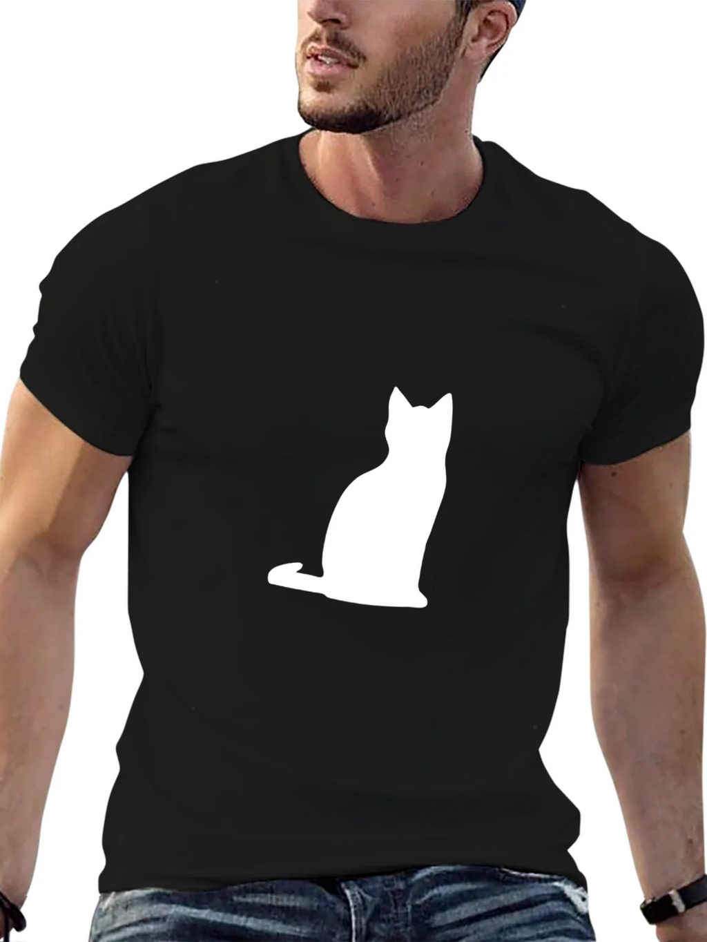 Cat Silhouette T-Shirt - Classic Black Tee