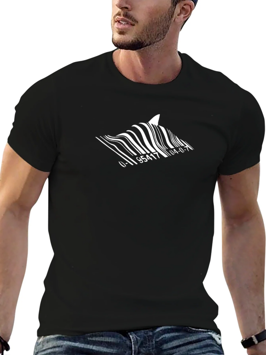 Shark Barcode T-Shirt - Unique Graphic Tee