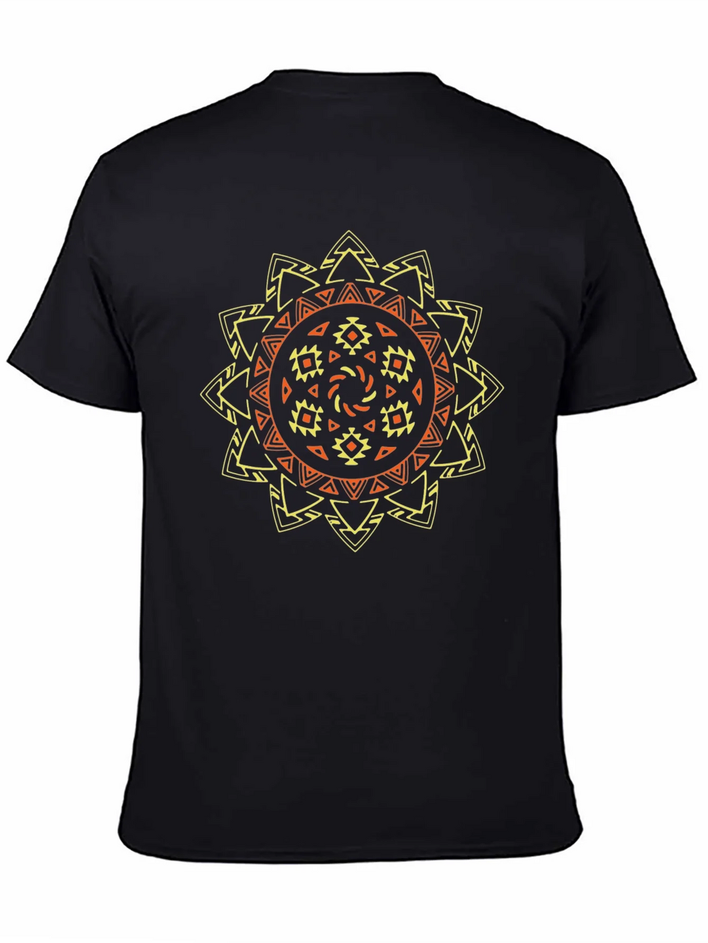 Tribal Sun Graphic Tee - Stylish Black T-Shirt