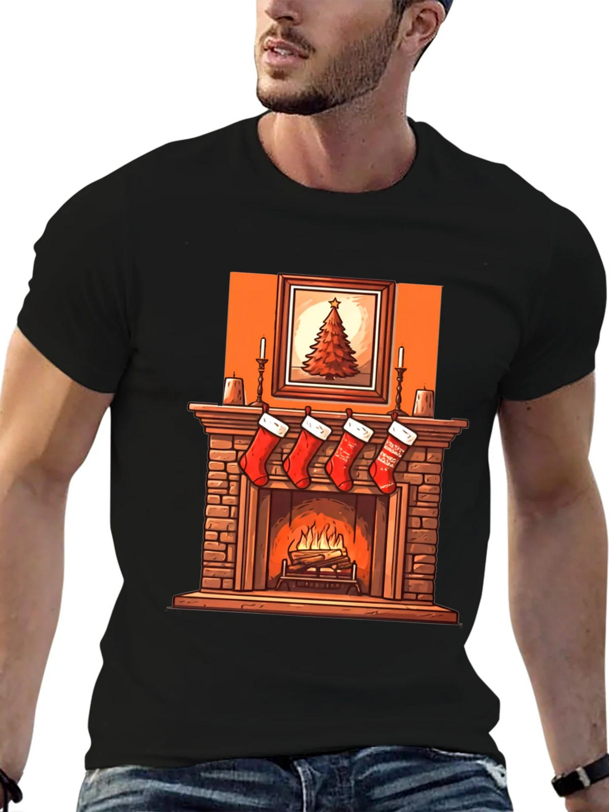 Christmas Fireplace Graphic Tee