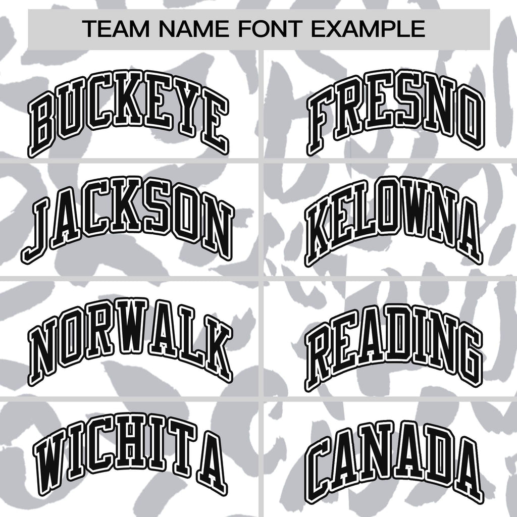 Custom White Gray Varsity Full-Snap Leopard Print Graffiti Pattern Letterman Baseball Jacket