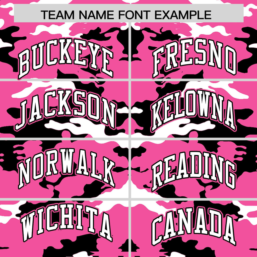 Custom Pink Black-White Varsity Full-Snap Camo Letterman Jacket