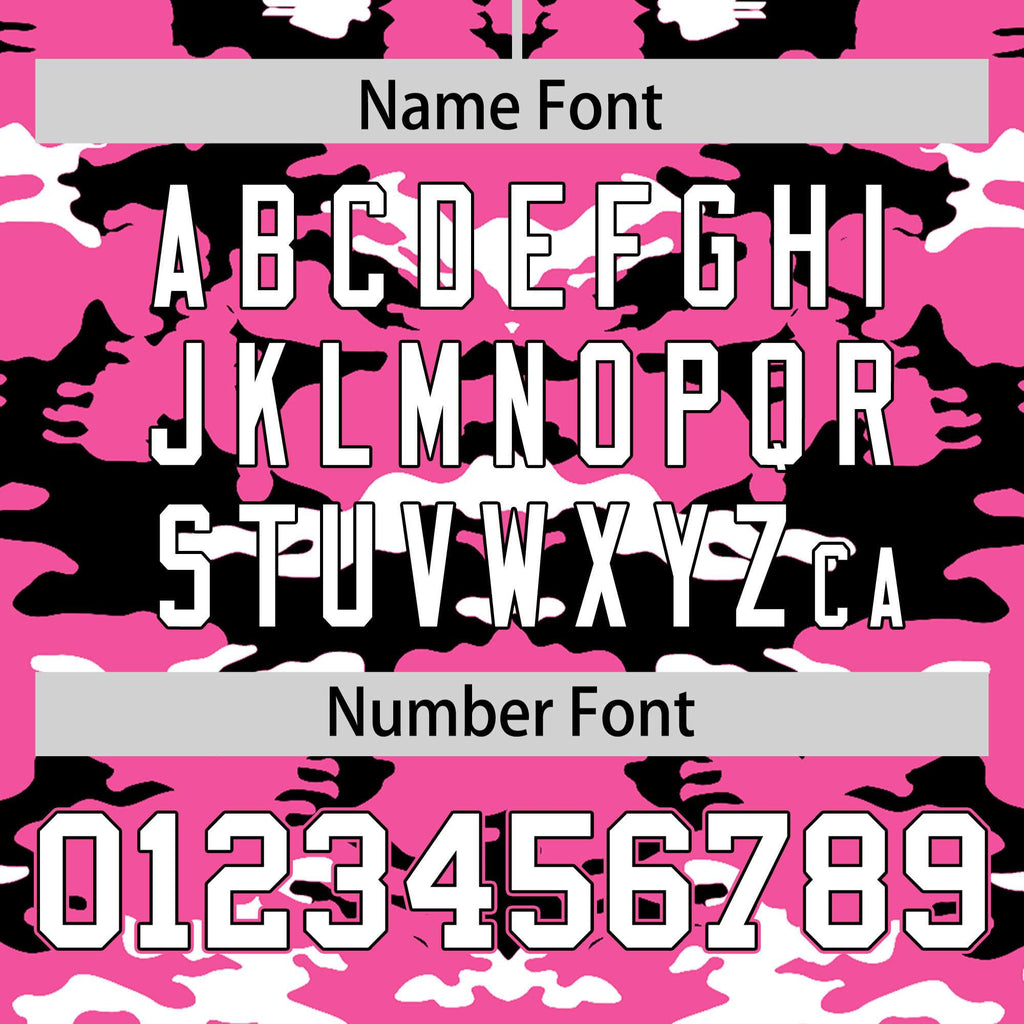 Custom Pink Black-White Varsity Full-Snap Camo Letterman Jacket