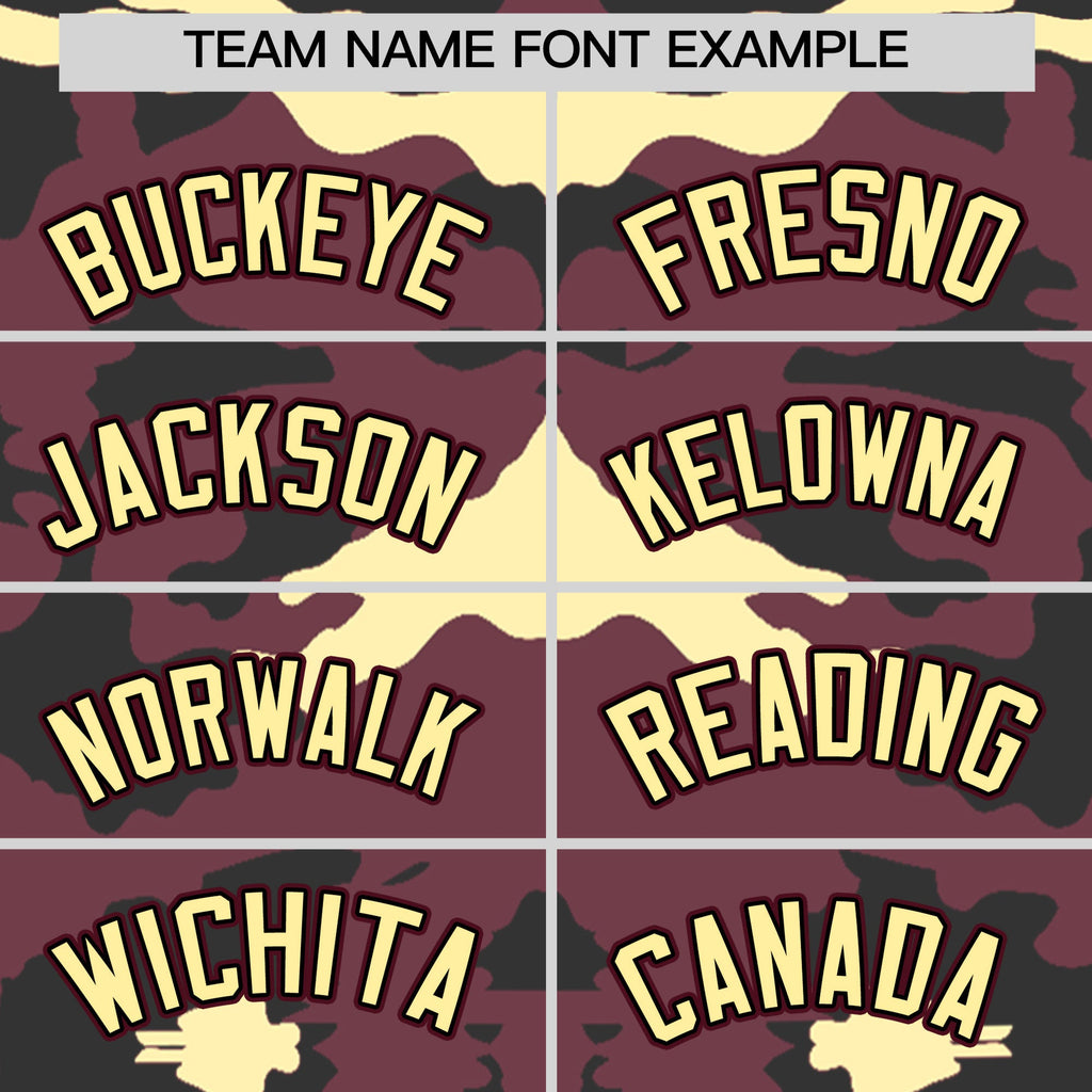 Custom Crimson Black-Khaki Varsity Full-Snap Camo Letterman Jacket
