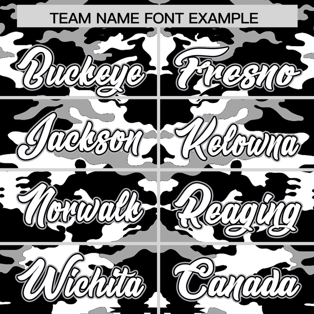 Custom Black Gray-White Varsity Full-Snap Camo Letterman Baseball Jacket