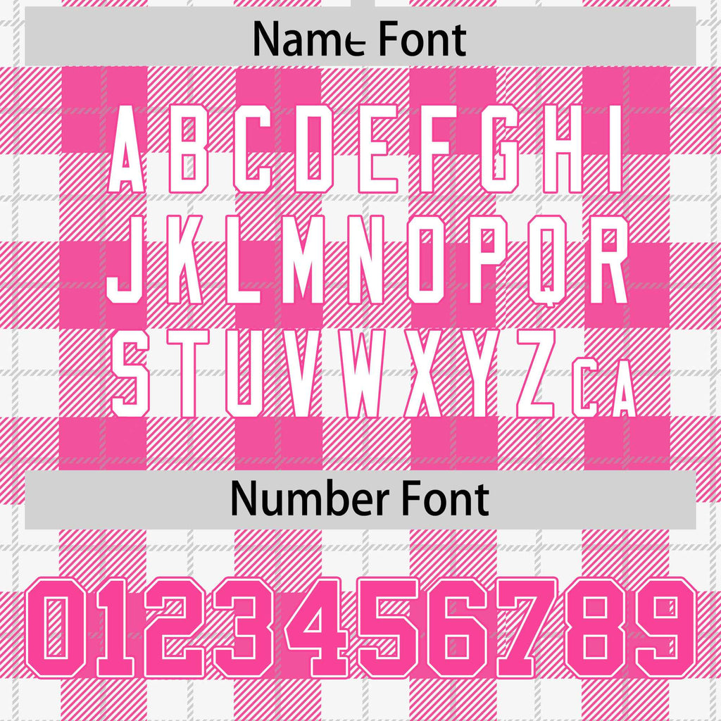 Custom Pink White Varsity Full-Snap Plaid Pattern Letterman Baseball Jacket