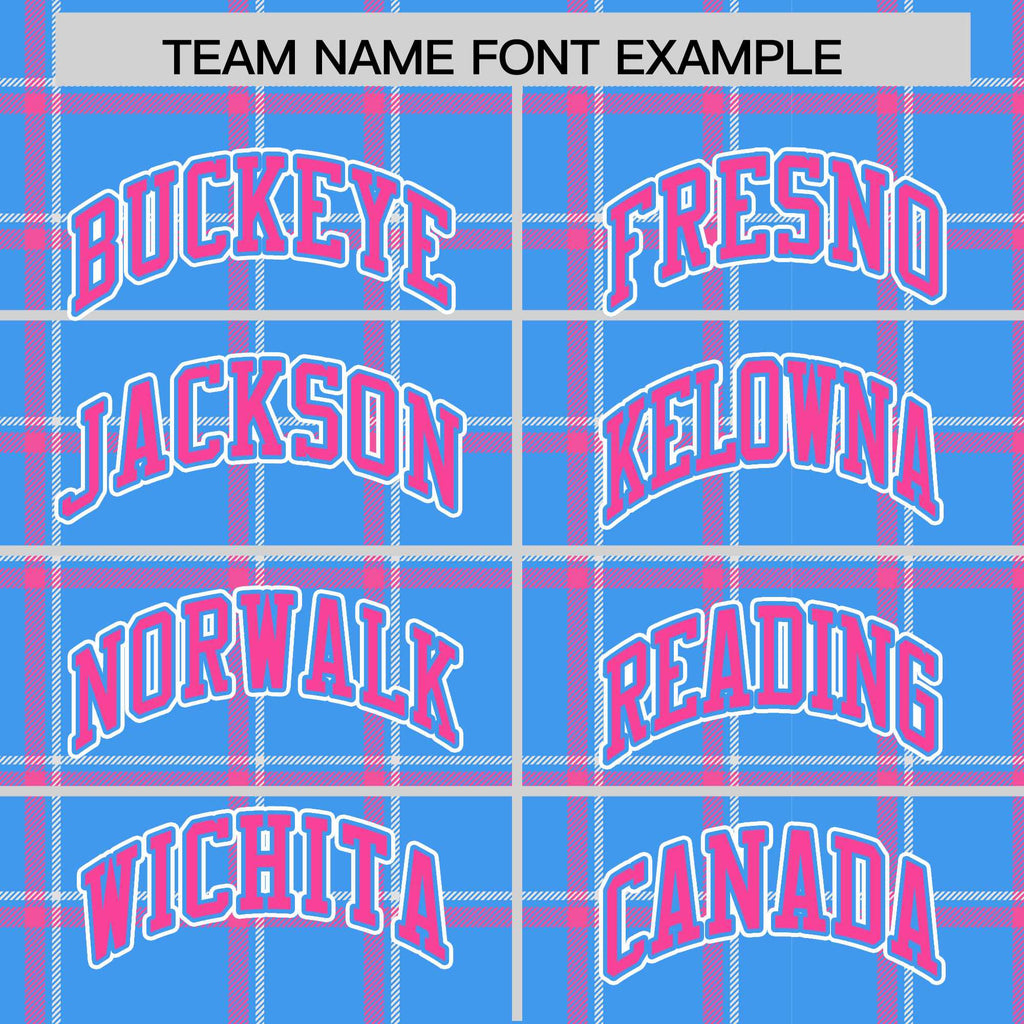Custom Powder Blue Varsity Full-Snap Plaid Pattern Letterman Baseball Jacket