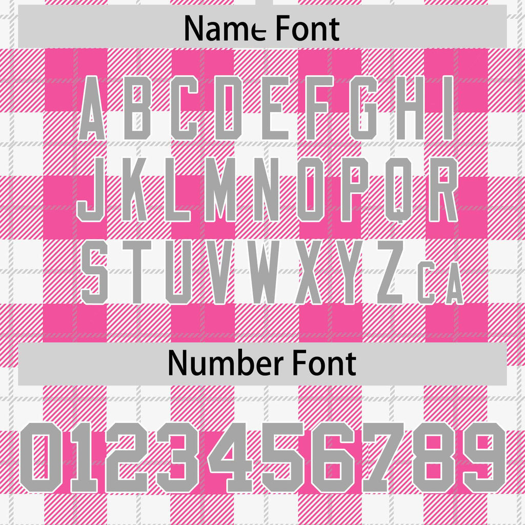 Custom Pink White Varsity Full-Snap Plaid Pattern Letterman Baseball Jacket