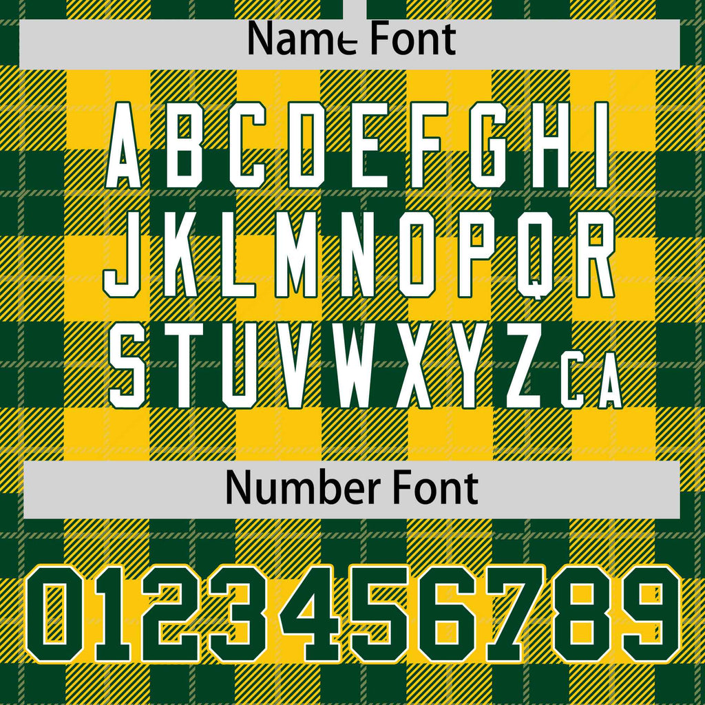 Custom Green Gold Varsity Full-Snap Plaid Pattern Letterman Baseball Jacket