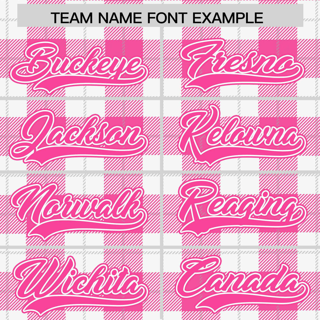 Custom Pink White Varsity Full-Snap Plaid Pattern Letterman Baseball Jacket
