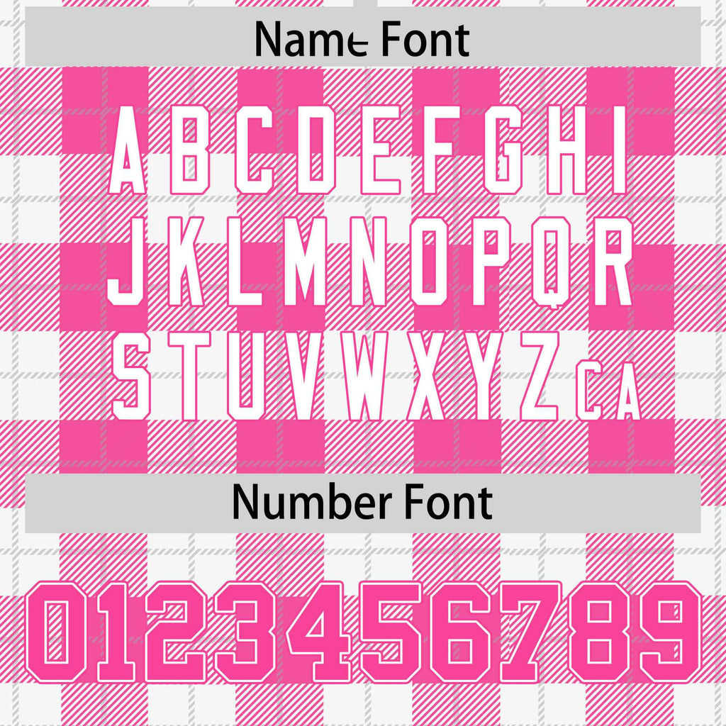 Custom Pink White Varsity Full-Snap Plaid Pattern Letterman Baseball Jacket