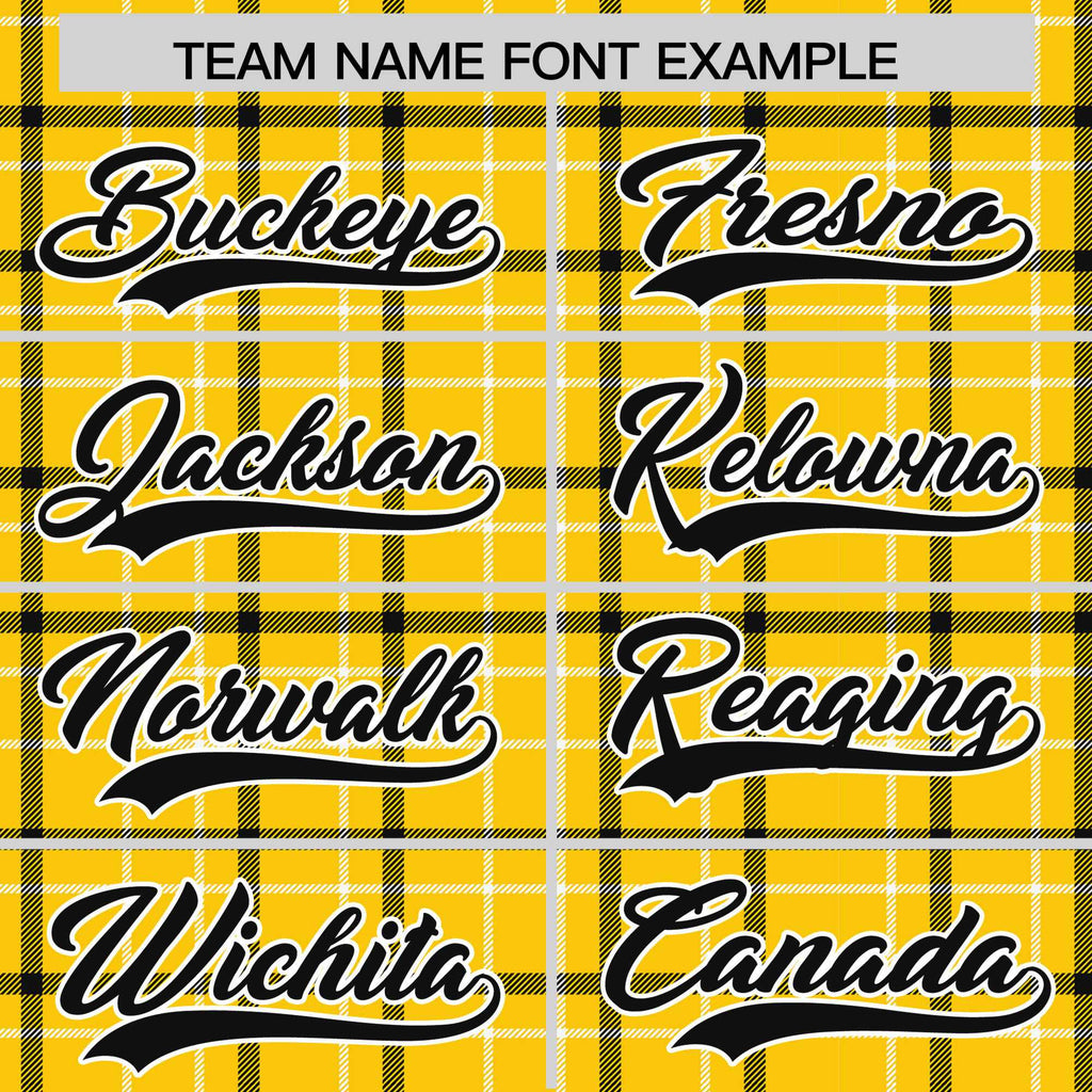 Custom Yellow Varsity Full-Snap Plaid Pattern Letterman Baseball Jacket