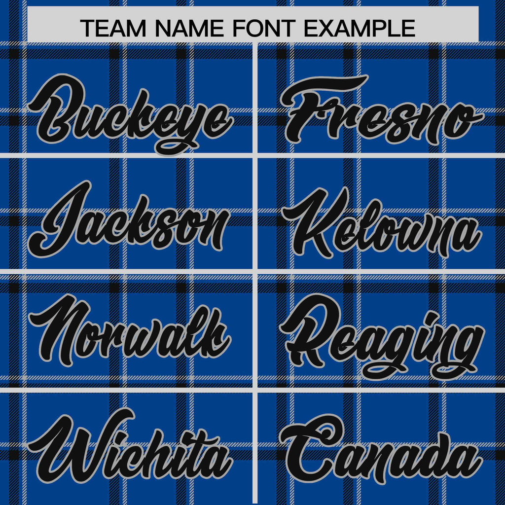 Custom Blue Varsity Full-Snap Plaid Pattern Letterman Baseball Jacket