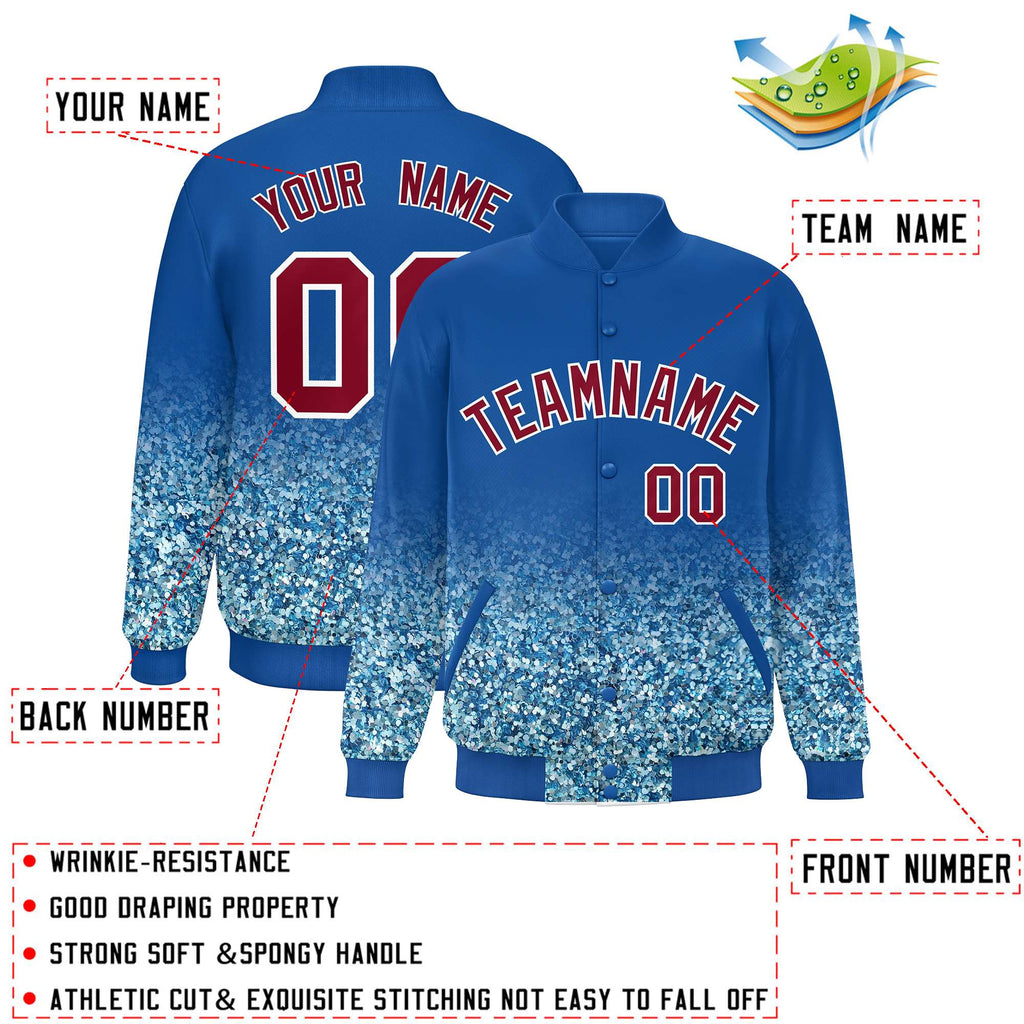 Custom Royal Varsity Full-Snap Sparkle-Effect Pattern Letterman Baseball Jacket