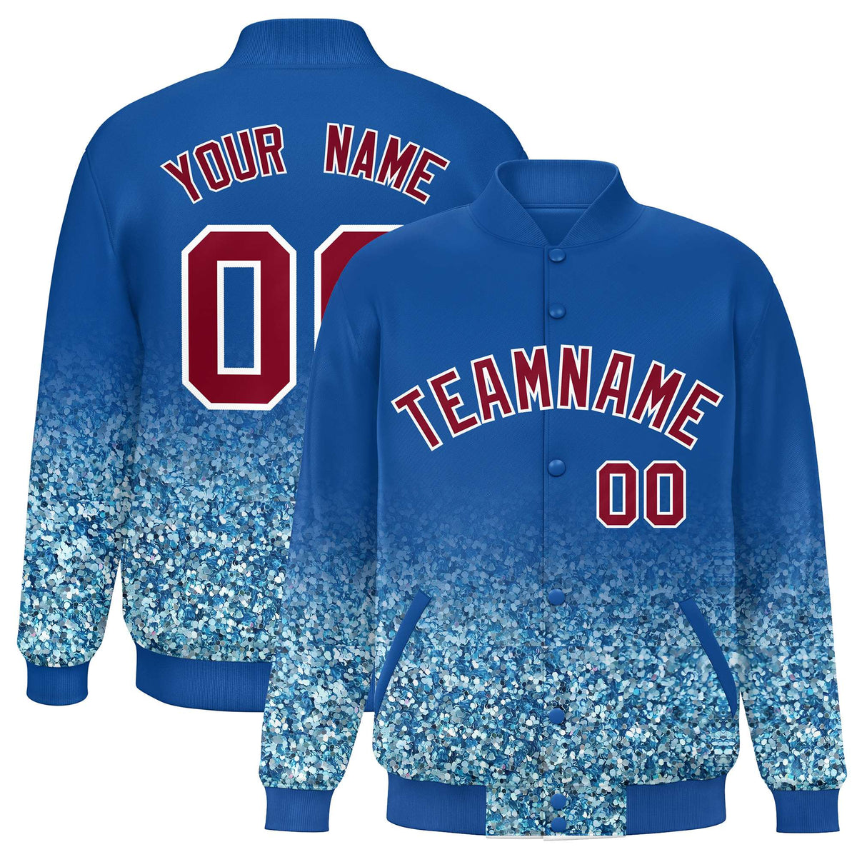 Custom Royal Varsity Full-Snap Sparkle-Effect Pattern Letterman Baseball Jacket