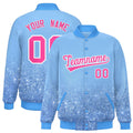 Custom Light Blue Varsity Full-Snap Sparkle-Effect Pattern Letterman Baseball Jacket