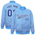 Custom Light Blue Varsity Full-Snap Sparkle-Effect Pattern Letterman Baseball Jacket