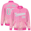 Custom Light Pink Varsity Full-Snap Sparkle-Effect Pattern Letterman Baseball Jacket