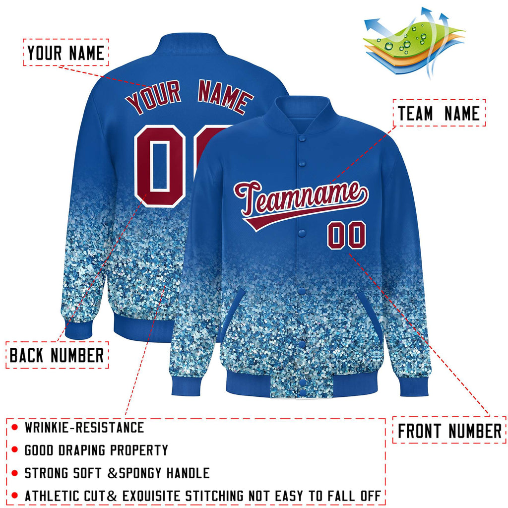Custom Royal Varsity Full-Snap Sparkle-Effect Pattern Letterman Baseball Jacket