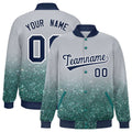 Custom Gray Varsity Full-Snap Sparkle-Effect Pattern Letterman Baseball Jacket