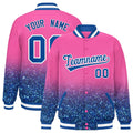 Custom Pink Varsity Full-Snap Sparkle-Effect Pattern Letterman Baseball Jacket