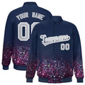 Custom Navy Varsity Full-Snap Sparkle-Effect Pattern Letterman Baseball Jacket