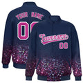 Custom Navy Varsity Full-Snap Sparkle-Effect Pattern Letterman Baseball Jacket