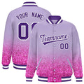 Custom Light Purple Varsity Full-Snap Sparkle-Effect Pattern Letterman Baseball Jacket
