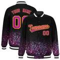 Custom Black Varsity Full-Snap Sparkle-Effect Pattern Letterman Baseball Jacket