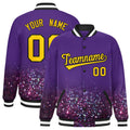 Custom Purple Varsity Full-Snap Sparkle-Effect Pattern Letterman Baseball Jacket