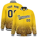 Custom Gold Varsity Full-Snap Sparkle-Effect Pattern Letterman Baseball Jacket