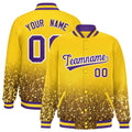 Custom Gold Varsity Full-Snap Sparkle-Effect Pattern Letterman Baseball Jacket