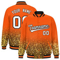 Custom Orange Varsity Full-Snap Sparkle-Effect Pattern Letterman Baseball Jacket
