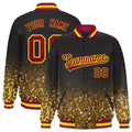 Custom Brown Varsity Full-Snap Sparkle-Effect Pattern Letterman Baseball Jacket